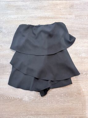 Impressions Black Strapless Tiered Romper